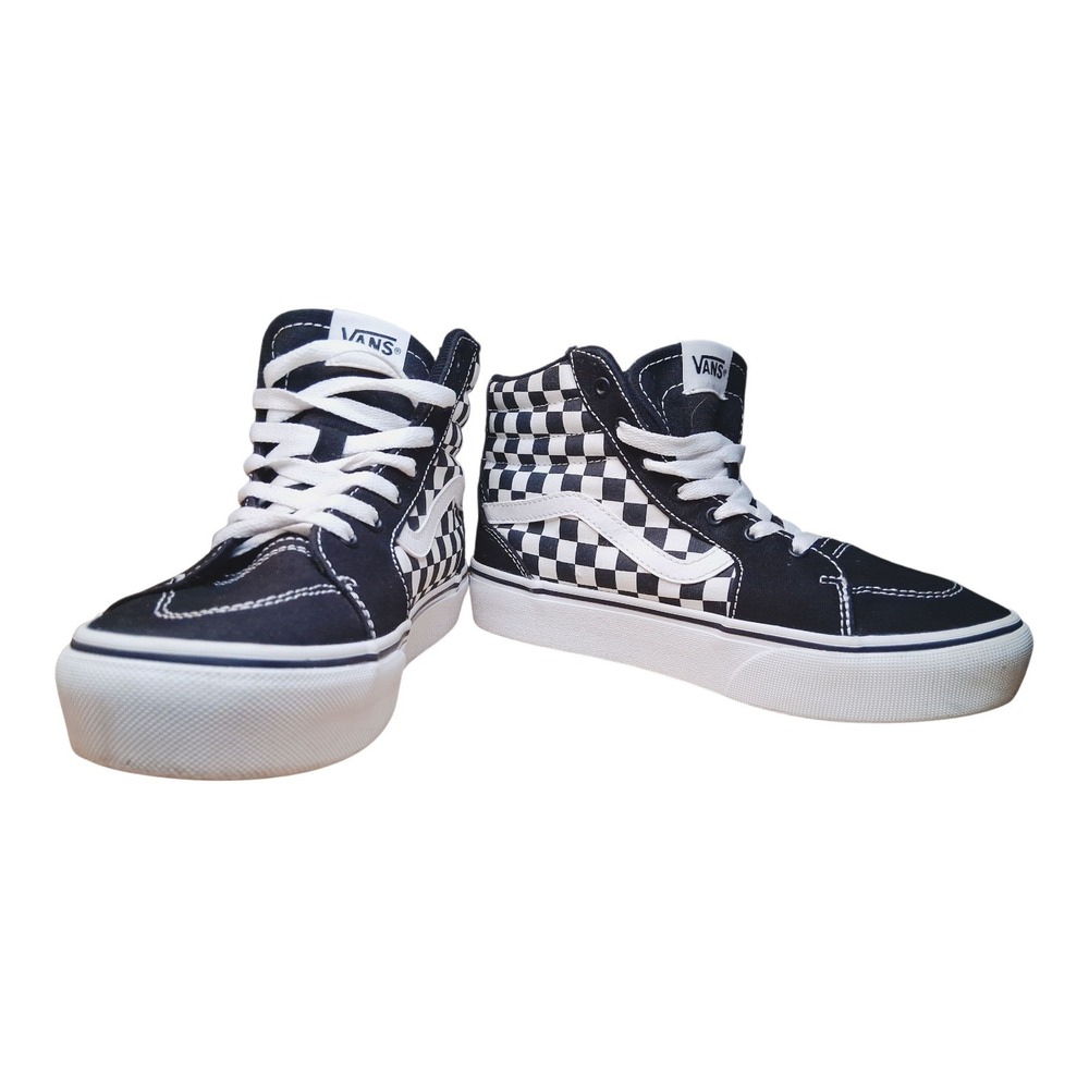 Vans‎ Filmore Hi Platform Girls Sz 4.5 Black White Checkered Platform Sneakers